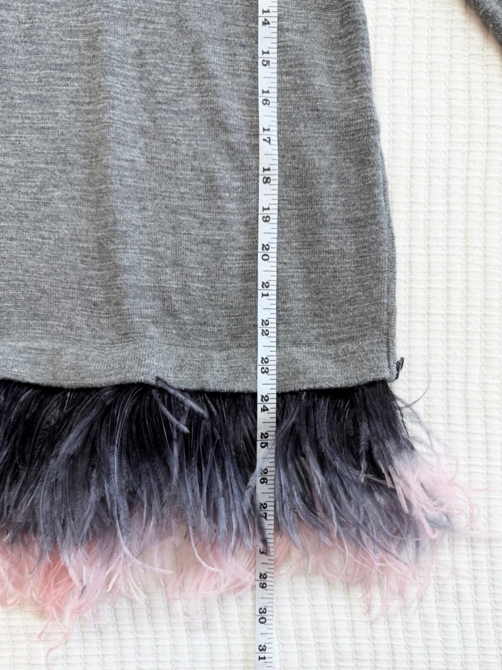 Milly Ostrich Plume Gray Scoop Neck Sweater - Picture 9 of 9